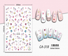 CA-318 3D Cartoon Unicorn Nail Sticker