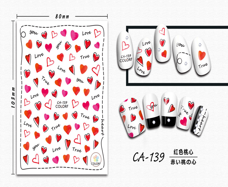 CA-139 3D Heart Nail Sticker