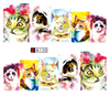 A127-132 Plaid And Cat Water Nail Sticker