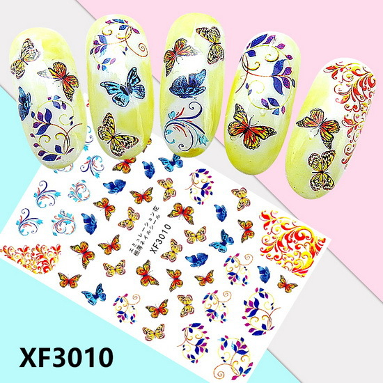 XF3010 3D Self Adhesive Butterfly Nail Art Sticker 