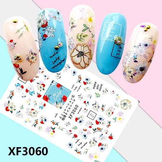 XF3060 3D Self Adhesive Flower Nail Sticker 