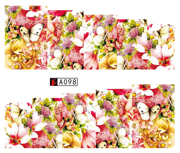 A097-102 Flower Water Nail Sticker