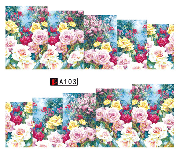 A103-108 Flower Water Nail Sticker