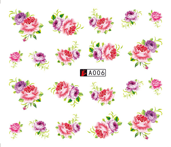 A001-006 Flower Water Nail Sticker