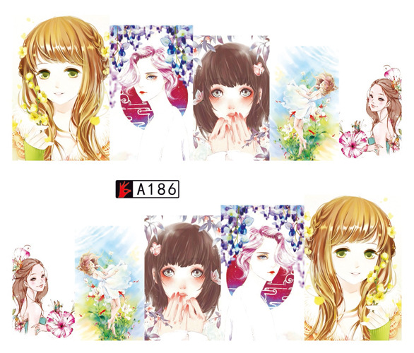 A181-186 Cartoon Water Nail Sticker