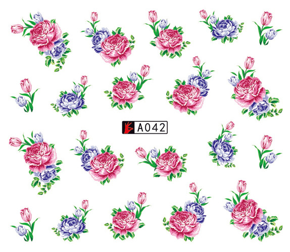 A037-042 Flower Water Nail Sticker