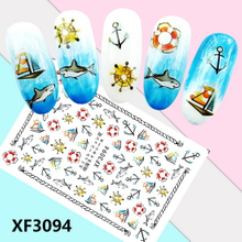 XF3094 3D Self Adhesive Shark Nail Sticker 