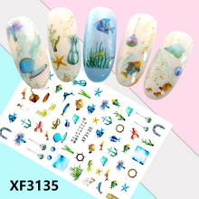 XF3135 3D Self Adhesive Marine Life Nail Sticker 