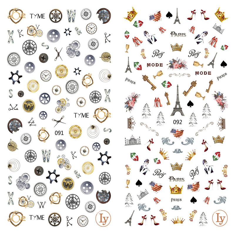 LY091-092 Thin 3D Nail Art Sticker