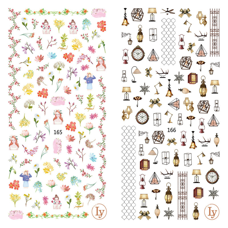 LY165-166 Thin 3D Flower And Light Nail Sticker