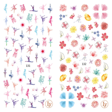LY131-132 Thin 3D Dancer And Flower Nail Sticker