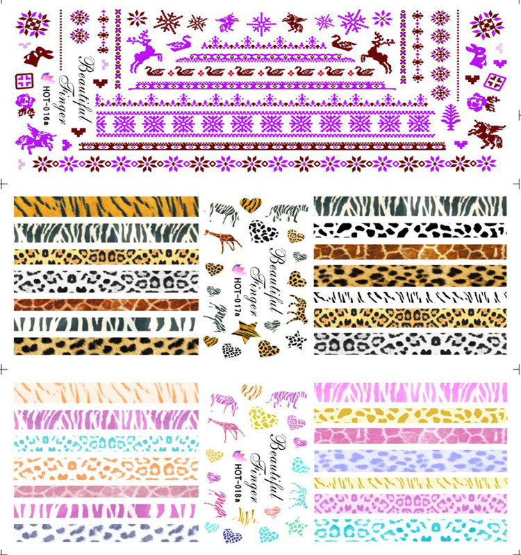 HOT016-018 Leopard Print Water Nail Sticker