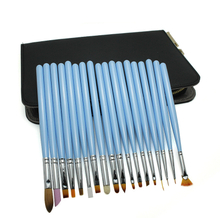 18pcs High Quality Wood Handle Nail Brush Set with PU Leather Bag