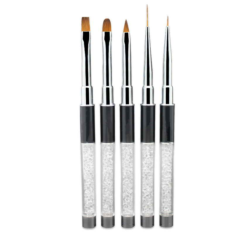 5pcs High Quality Rhinestone Handle Nail Brush Set