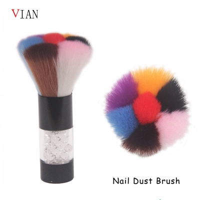 Black Rainbow Hair Flower Design Nail cleaning Dust Brush