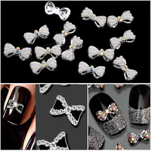 3D Sliver Glitter Bow Nail Art Decoration