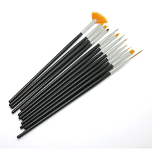 12pcs Black Handle Nail Gel Brush Set