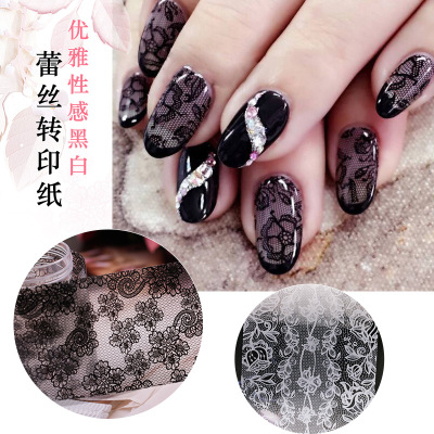  Starry Black White Lace Nail Transfer foil 7 Designs 