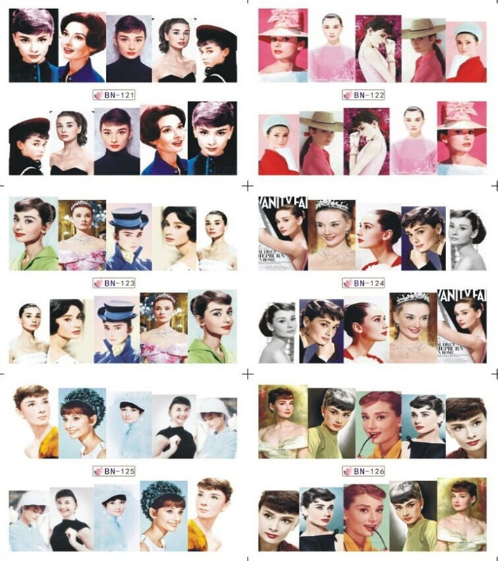 BN121-132 Beautiful Lady Water Nail Sticker