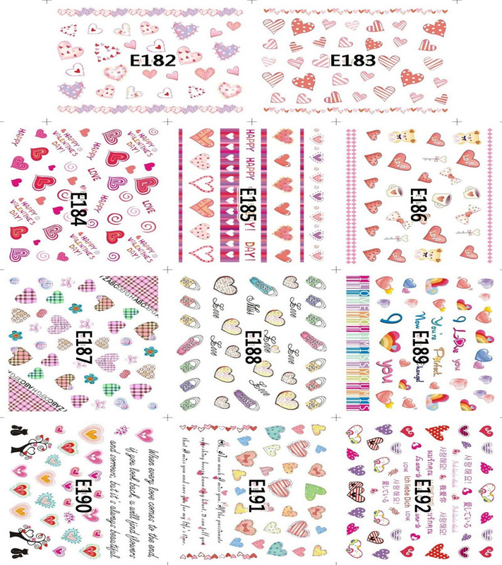 E182-192 3D Heart Simulation Nail Art Sticker