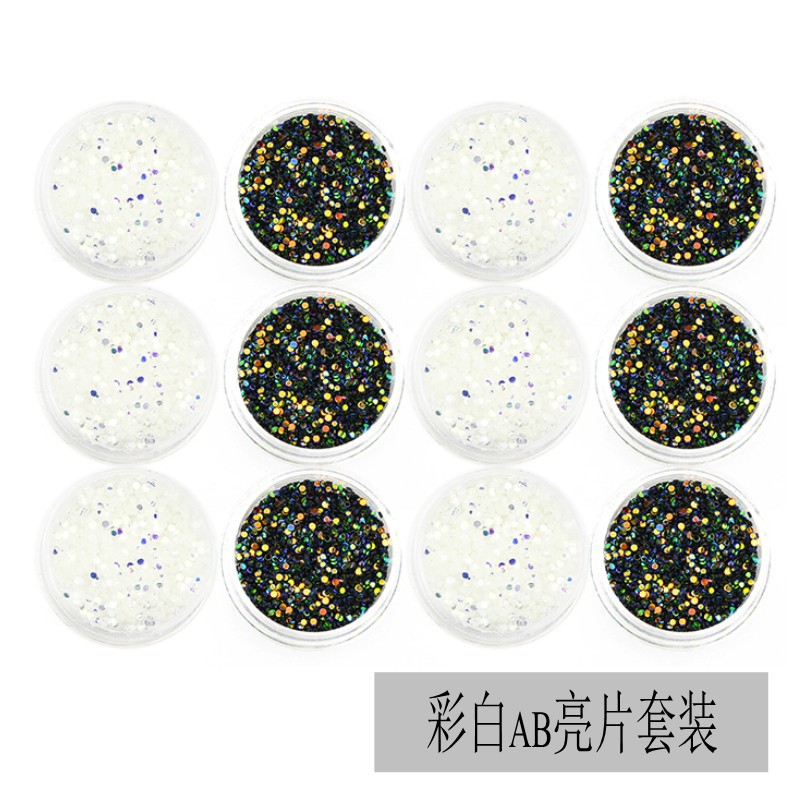 Colorful White AB Nail Sequins Set