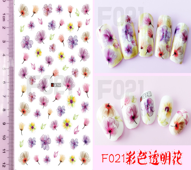 F021 DIY Design 3D Self Adhesive Transparent Flower Nail Art Sticker