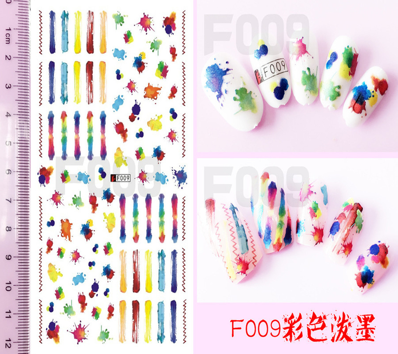 F009 DIY Design 3D Self Adhesive Splashing Ink Nail Art Sticker
