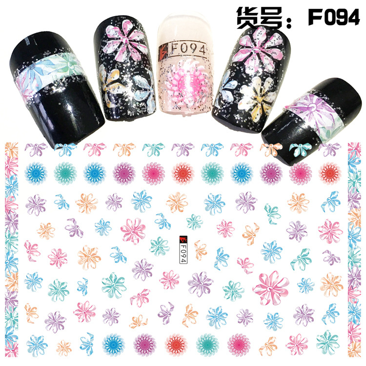 F094 DIY Design 3D Self Adhesive Colorful Flower Nail Art Sticker