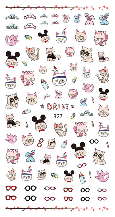 LY327 Thin 3D Cat Nail Art Sticker