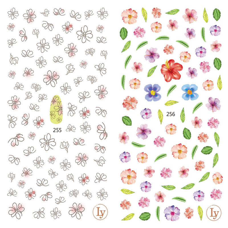 LY255-256 Thin 3D Flower Nail Art Sticker