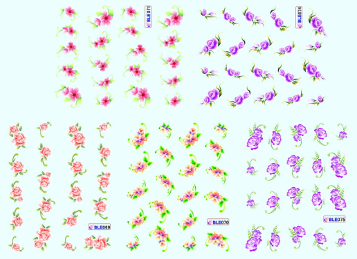 Flower Nail Water Sticker