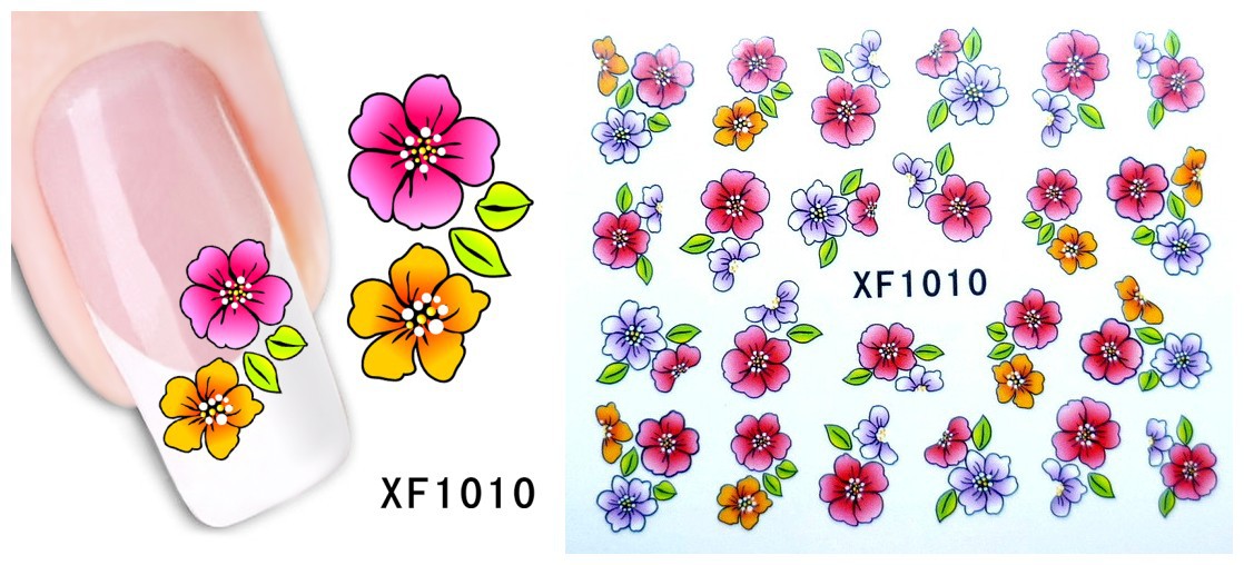 XF1007-1012 Flower Water Nail Sticker