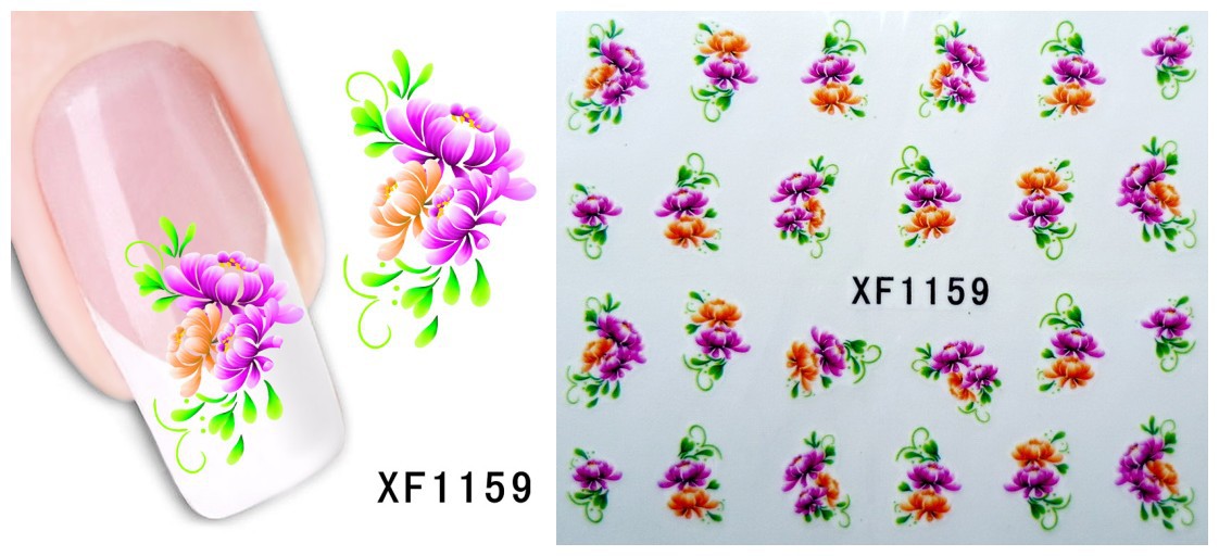 XF1157-1162 Flower Water Nail Sticker