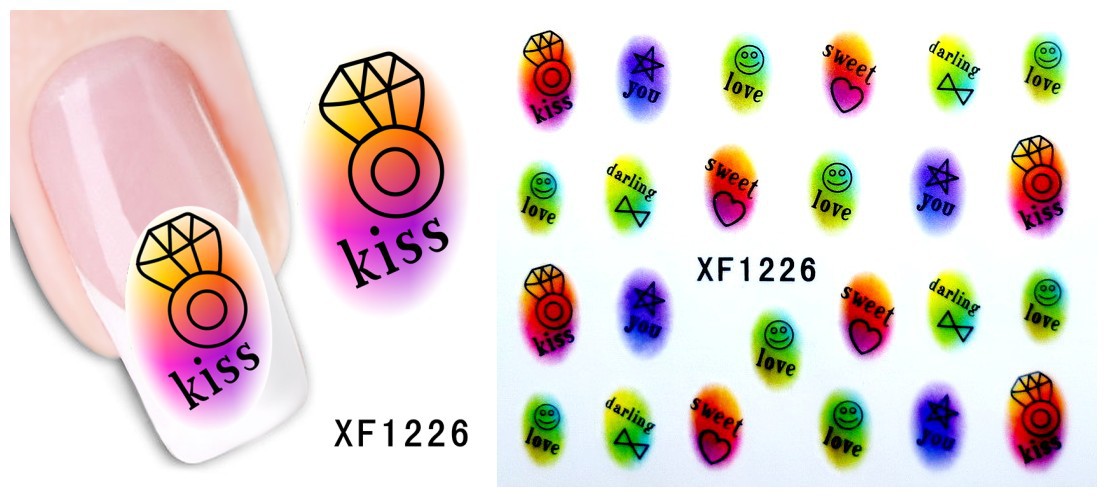 XF1223-1230 Feather Water Nail Sticker