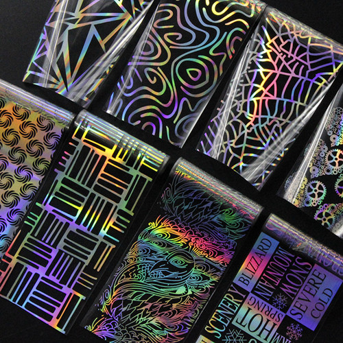 8 Pcs Water Bird Punk Nail Transfer Foil Sticker Set