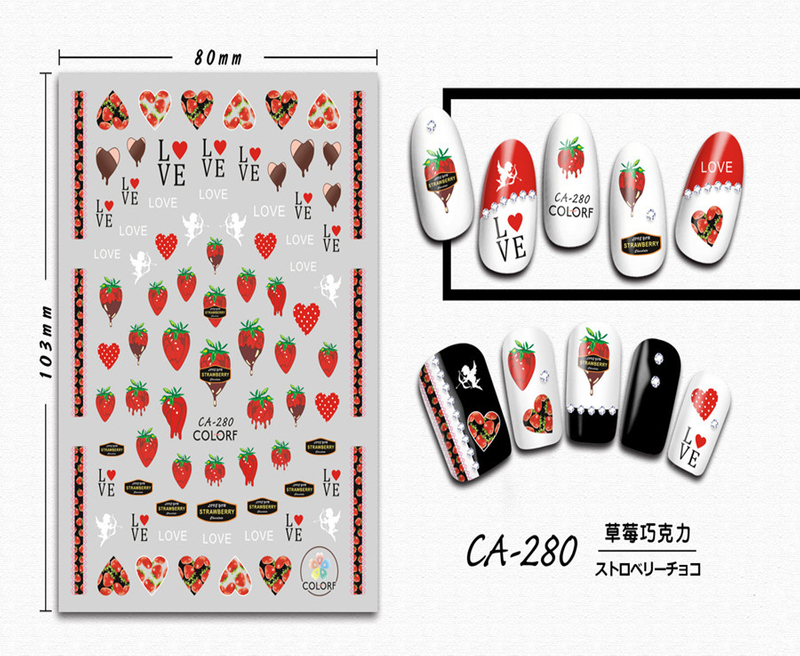 CA-280 3D Strawberry Chocolate Nail Sticker