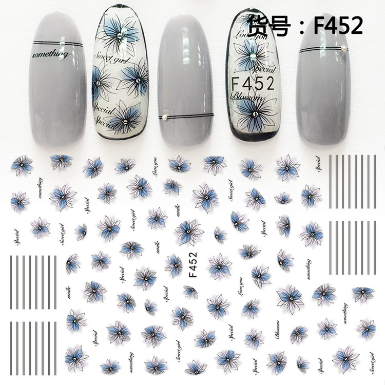 F452 DIY Design 3D Self Adhesive Flower Nail Art Sticker