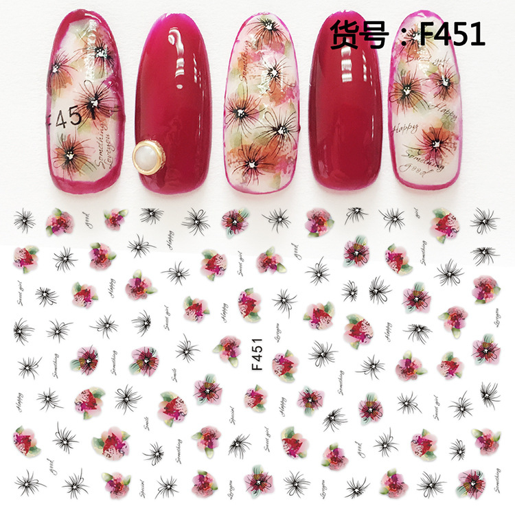 F451 DIY Design 3D Self Adhesive Flower Nail Art Sticker