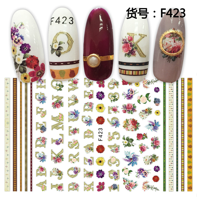 F423 DIY Design 3D Self Adhesive Letter Nail Art Sticker