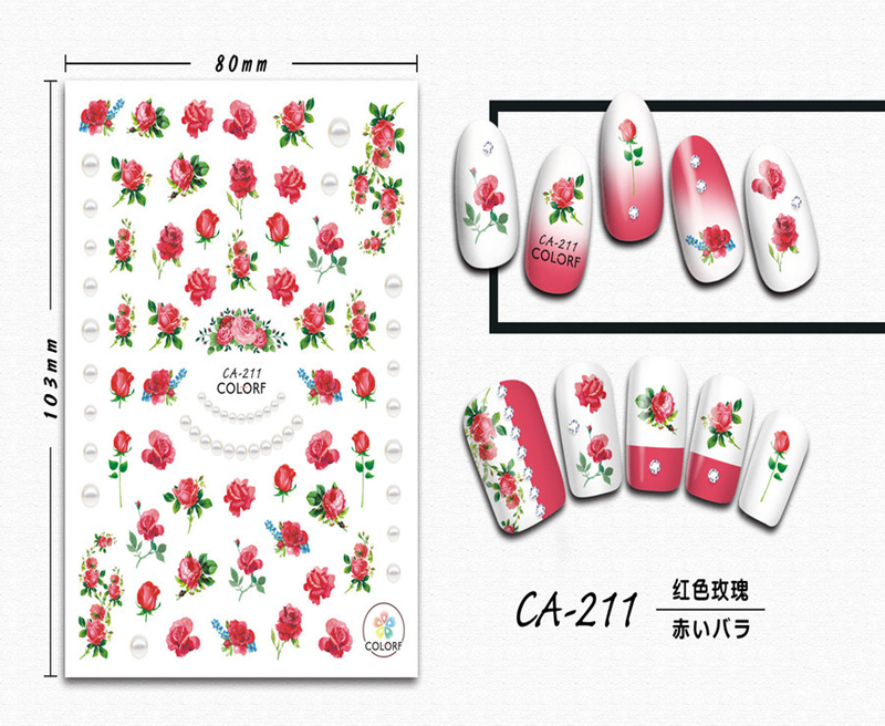 CA-211 3D Red Rose Nail Sticker