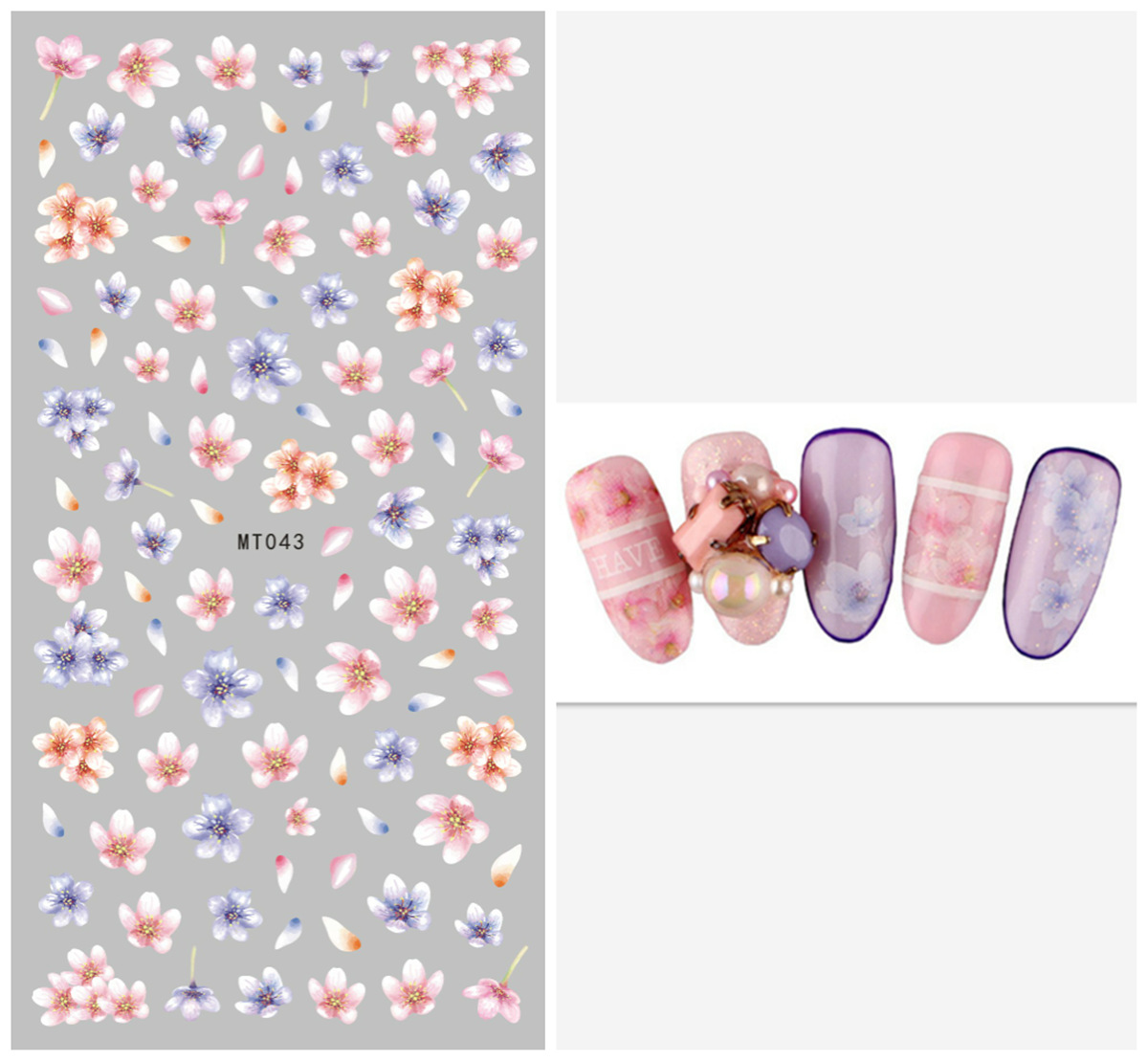 MT039-046 3D Flower Series Nail Art Sticker