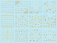 HBJY205-216 3D Gold Bow And Cat Nail Art Sticker 