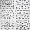 TJ025-036 3D Black Silver Flower Nail Art Sticker 