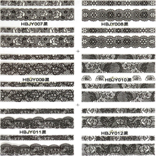 HBJY007-012 Black Lace Nail Art Sticker 