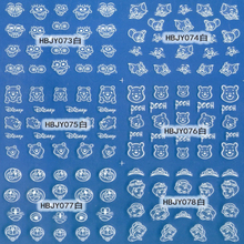 HBJY073-084 3D White Cartoon Nail Art Sticker 