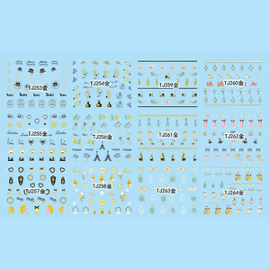 TJ253-264 3D Gold Nail Art Sticker 