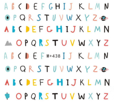 M+434-442 Letter Water Nail Sticker 
