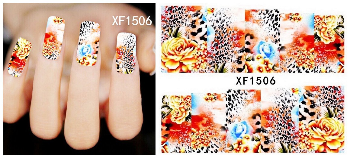 XF1504-1509 Leopard Print Water Nail Sticker