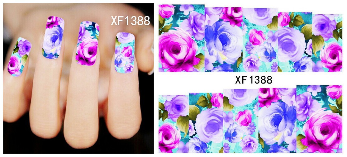 XF1384-1389 Flower Water Nail Sticker