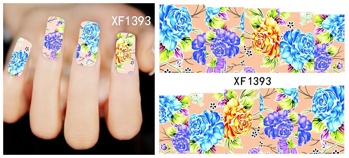 XF1390-1395 Flower Water Nail Sticker